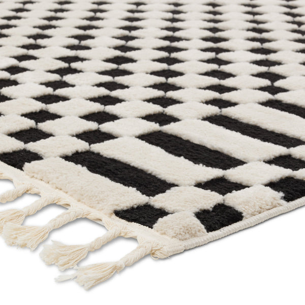 Jaipur Living Vibe by Jaipur Living Casa Moroccan Geometric Semi-shag Rug for Rooms Cream/Black 10'3"X14' RUG158990