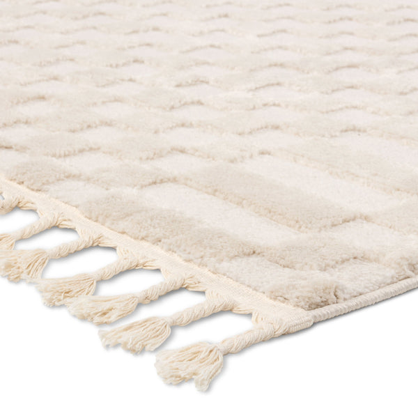 Jaipur Living Vibe by Jaipur Living Casa Moroccan Geometric Semi-shag Rug for Rooms Cream/Beige 6'3"X9'6" RUG158994