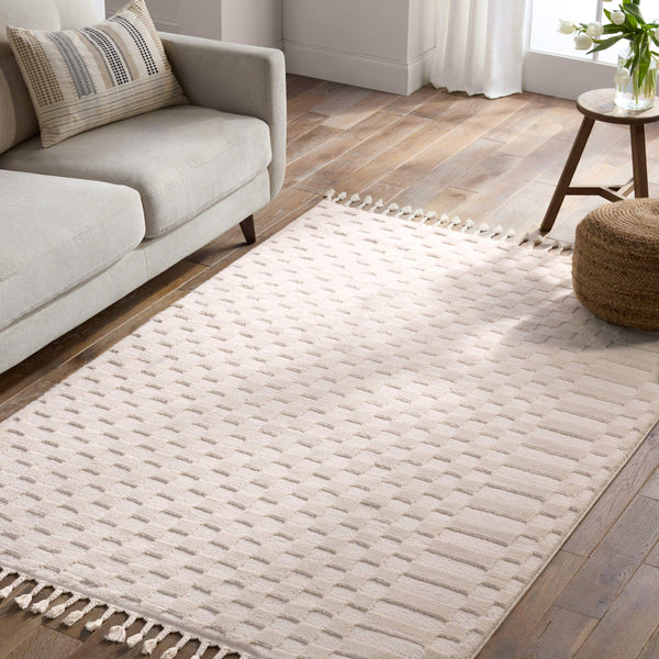 Jaipur Living Vibe by Jaipur Living Casa Moroccan Geometric Semi-shag Rug for Rooms Cream/Beige 6'3"X9'6" RUG158994