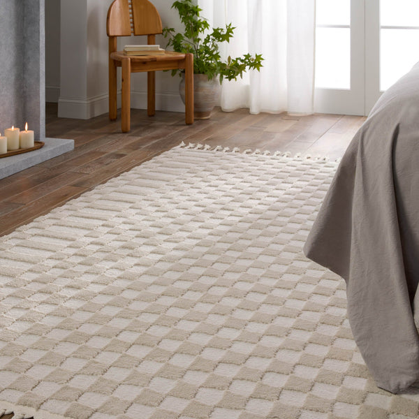 Jaipur Living Vibe by Jaipur Living Casa Moroccan Geometric Semi-shag Rug for Rooms Cream/Beige 6'3"X9'6" RUG158994