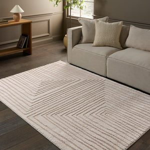Jaipur Living Jaida Fantana Jid15 Powerloomed Machinemade 70% Polypropylene 30% Polyester Lines Stripes Indoor Rug Ivory, Beige 70% Polypropylene 30% Polyester Rug161010