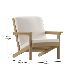 English Elm Charlestown All-Weather Poly Resin Adirondack Deep Seat Club Chair for Stylish Indoor/Outdoor Comfort White Cushions/Natural Cedar Frame JJ-C14021-BR-GG