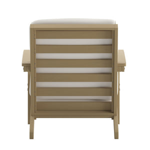 English Elm Charlestown All-Weather Poly Resin Adirondack Deep Seat Club Chair for Stylish Indoor/Outdoor Comfort White Cushions/Natural Cedar Frame JJ-C14021-BR-GG