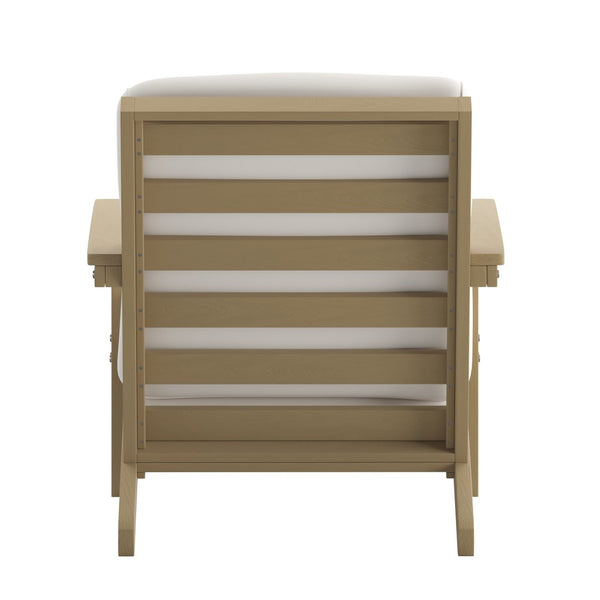 English Elm Charlestown All-Weather Poly Resin Adirondack Deep Seat Club Chair for Stylish Indoor/Outdoor Comfort White Cushions/Natural Cedar Frame JJ-C14021-BR-GG