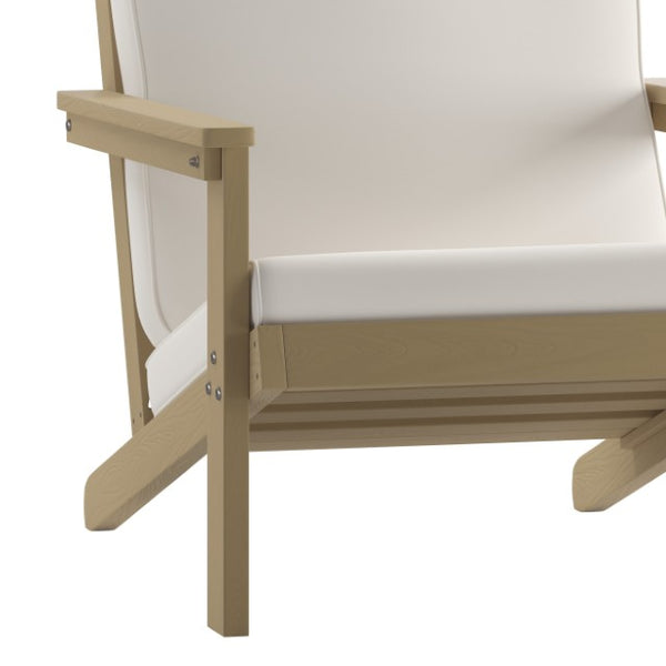 English Elm Charlestown All-Weather Poly Resin Adirondack Deep Seat Club Chair for Stylish Indoor/Outdoor Comfort White Cushions/Natural Cedar Frame JJ-C14021-BR-GG