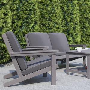 English Elm Charlestown All-Weather Poly Resin Adirondack Deep Seat Club Chair for Stylish Indoor/Outdoor Comfort Gray Cushions/Gray Frame JJ-C14021-GY-GG