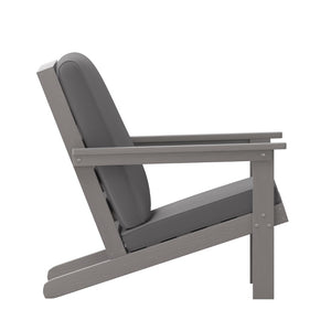 English Elm Charlestown All-Weather Poly Resin Adirondack Deep Seat Club Chair for Stylish Indoor/Outdoor Comfort Gray Cushions/Gray Frame JJ-C14021-GY-GG