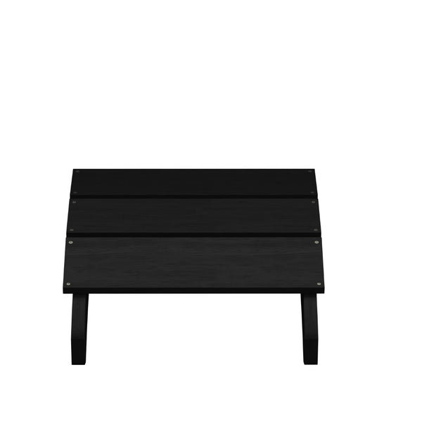 English Elm Sawyer Modern All-Weather Poly Resin Adirondack Ottoman Footrest for Indoor and Outdoor Comfort Black JJ-C14309-BK-GG