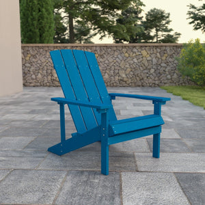 English Elm Charlestown Commercial All-Weather Poly Resin Adirondack Chair for Ultimate Outdoor Relaxation Blue JJ-C14501-BLU-GG