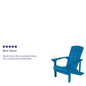 English Elm Charlestown Commercial All-Weather Poly Resin Adirondack Chair for Ultimate Outdoor Relaxation Blue JJ-C14501-BLU-GG