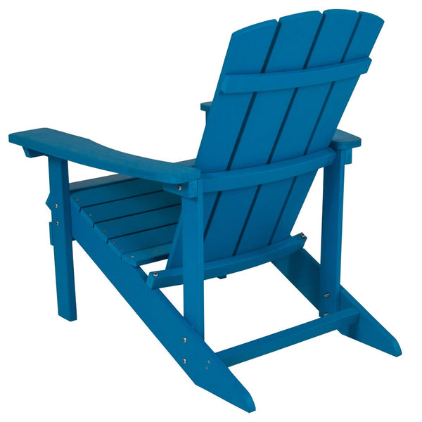 English Elm Charlestown Commercial All-Weather Poly Resin Adirondack Chair for Ultimate Outdoor Relaxation Blue JJ-C14501-BLU-GG