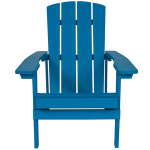 English Elm Charlestown Commercial All-Weather Poly Resin Adirondack Chair for Ultimate Outdoor Relaxation Blue JJ-C14501-BLU-GG