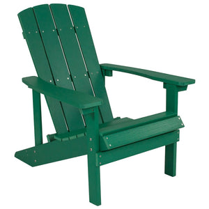 English Elm Charlestown Commercial All-Weather Poly Resin Adirondack Chair for Ultimate Outdoor Relaxation Green JJ-C14501-GRN-GG