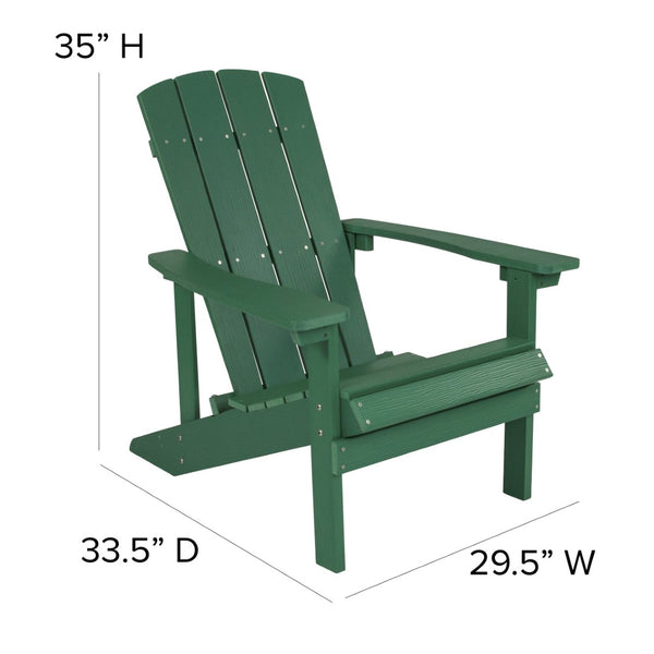 English Elm Charlestown Commercial All-Weather Poly Resin Adirondack Chair for Ultimate Outdoor Relaxation Green JJ-C14501-GRN-GG