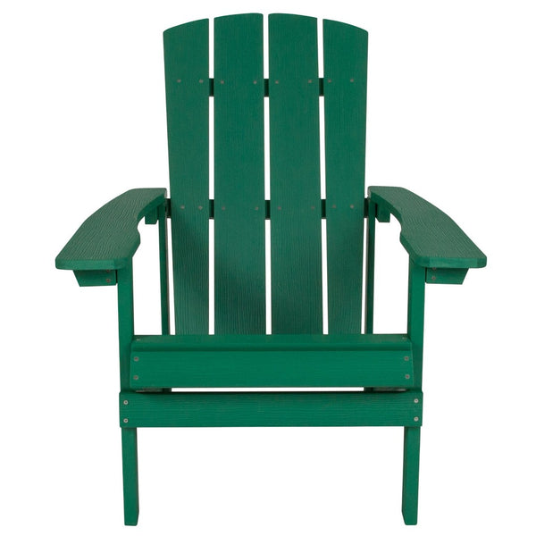 English Elm Charlestown Commercial All-Weather Poly Resin Adirondack Chair for Ultimate Outdoor Relaxation Green JJ-C14501-GRN-GG