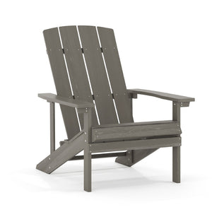 English Elm Charlestown Commercial All-Weather Poly Resin Adirondack Chair for Ultimate Outdoor Relaxation Gray JJ-C14501-LTG-GG
