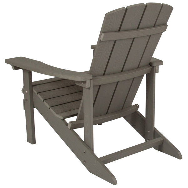 English Elm Charlestown Commercial All-Weather Poly Resin Adirondack Chair for Ultimate Outdoor Relaxation Gray JJ-C14501-LTG-GG