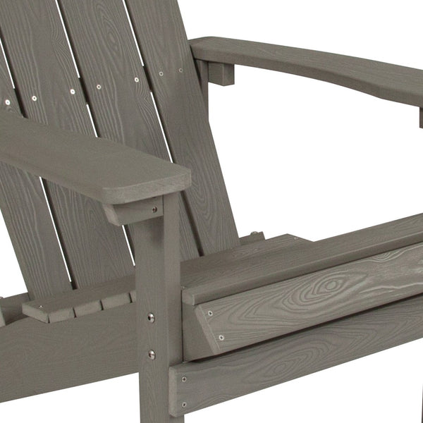 English Elm Charlestown Commercial All-Weather Poly Resin Adirondack Chair for Ultimate Outdoor Relaxation Gray JJ-C14501-LTG-GG