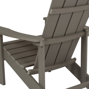 English Elm Charlestown Commercial All-Weather Poly Resin Adirondack Chair for Ultimate Outdoor Relaxation Gray JJ-C14501-LTG-GG