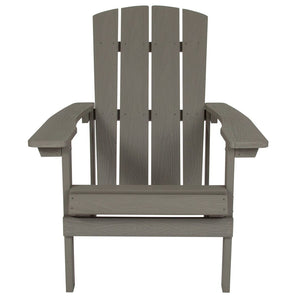 English Elm Charlestown Commercial All-Weather Poly Resin Adirondack Chair for Ultimate Outdoor Relaxation Gray JJ-C14501-LTG-GG