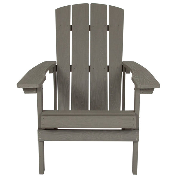 English Elm Charlestown Commercial All-Weather Poly Resin Adirondack Chair for Ultimate Outdoor Relaxation Gray JJ-C14501-LTG-GG