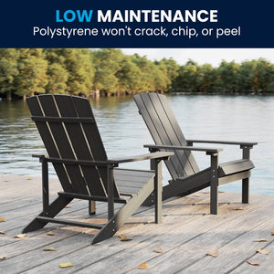 English Elm Charlestown Commercial All-Weather Poly Resin Adirondack Chair for Ultimate Outdoor Relaxation Gray JJ-C14501-LTG-GG