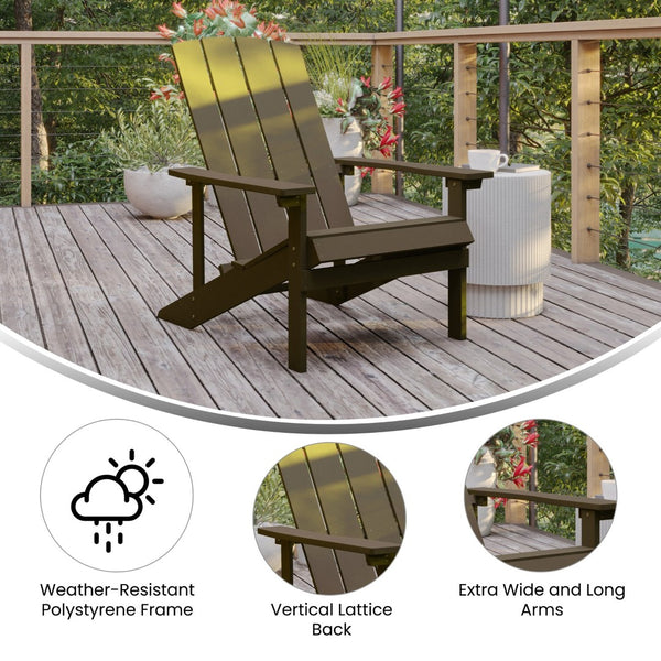 English Elm Charlestown Commercial All-Weather Poly Resin Adirondack Chair for Ultimate Outdoor Relaxation Mahogany JJ-C14501-MHG-GG