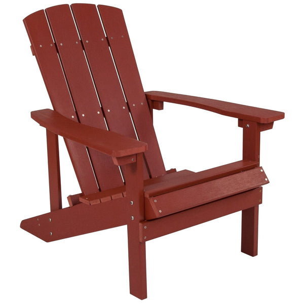 English Elm Charlestown Commercial All-Weather Poly Resin Adirondack Chair for Ultimate Outdoor Relaxation Red JJ-C14501-RED-GG