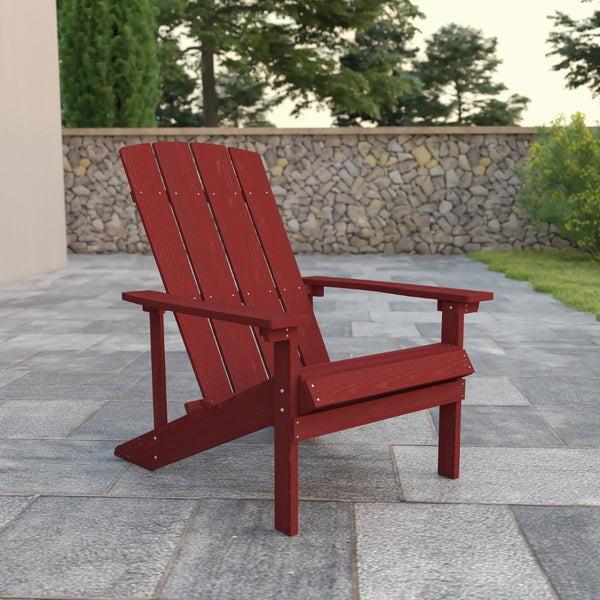 English Elm Charlestown Commercial All-Weather Poly Resin Adirondack Chair for Ultimate Outdoor Relaxation Red JJ-C14501-RED-GG