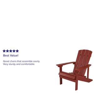 English Elm Charlestown Commercial All-Weather Poly Resin Adirondack Chair for Ultimate Outdoor Relaxation Red JJ-C14501-RED-GG