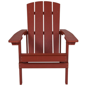 English Elm Charlestown Commercial All-Weather Poly Resin Adirondack Chair for Ultimate Outdoor Relaxation Red JJ-C14501-RED-GG