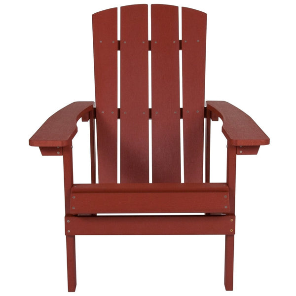 English Elm Charlestown Commercial All-Weather Poly Resin Adirondack Chair for Ultimate Outdoor Relaxation Red JJ-C14501-RED-GG
