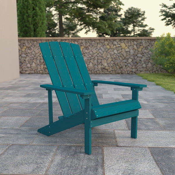 English Elm Charlestown Commercial All-Weather Poly Resin Adirondack Chair for Ultimate Outdoor Relaxation Sea Foam JJ-C14501-SFM-GG