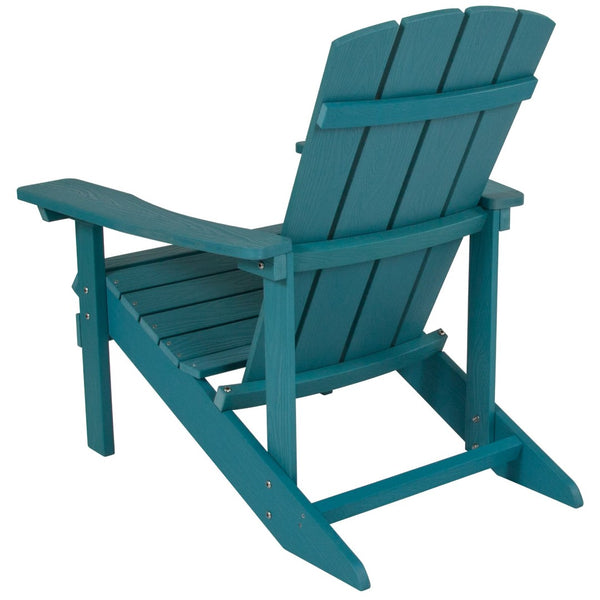 English Elm Charlestown Commercial All-Weather Poly Resin Adirondack Chair for Ultimate Outdoor Relaxation Sea Foam JJ-C14501-SFM-GG