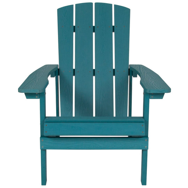 English Elm Charlestown Commercial All-Weather Poly Resin Adirondack Chair for Ultimate Outdoor Relaxation Sea Foam JJ-C14501-SFM-GG
