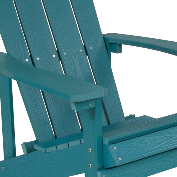 English Elm Charlestown Commercial All-Weather Poly Resin Adirondack Chair for Ultimate Outdoor Relaxation Sea Foam JJ-C14501-SFM-GG