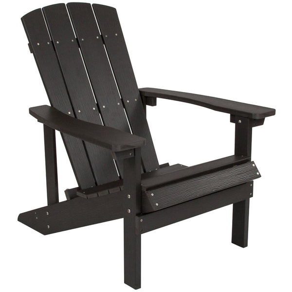 English Elm Charlestown Commercial All-Weather Poly Resin Adirondack Chair for Ultimate Outdoor Relaxation Slate Gray JJ-C14501-SLT-GG