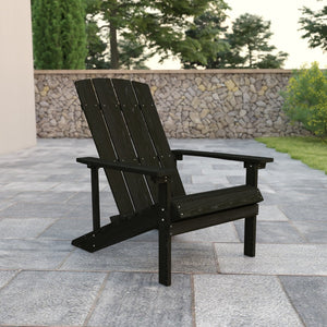 English Elm Charlestown Commercial All-Weather Poly Resin Adirondack Chair for Ultimate Outdoor Relaxation Slate Gray JJ-C14501-SLT-GG