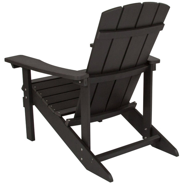 English Elm Charlestown Commercial All-Weather Poly Resin Adirondack Chair for Ultimate Outdoor Relaxation Slate Gray JJ-C14501-SLT-GG