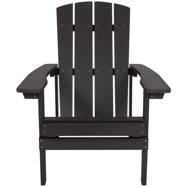 English Elm Charlestown Commercial All-Weather Poly Resin Adirondack Chair for Ultimate Outdoor Relaxation Slate Gray JJ-C14501-SLT-GG