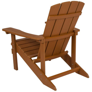 English Elm Charlestown Commercial All-Weather Poly Resin Adirondack Chair for Ultimate Outdoor Relaxation Teak JJ-C14501-TEAK-GG