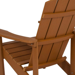 English Elm Charlestown Commercial All-Weather Poly Resin Adirondack Chair for Ultimate Outdoor Relaxation Teak JJ-C14501-TEAK-GG