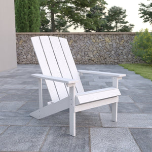English Elm Charlestown Commercial All-Weather Poly Resin Adirondack Chair for Ultimate Outdoor Relaxation White JJ-C14501-WH-GG