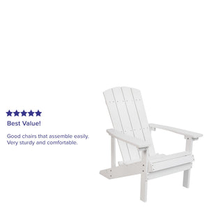 English Elm Charlestown Commercial All-Weather Poly Resin Adirondack Chair for Ultimate Outdoor Relaxation White JJ-C14501-WH-GG