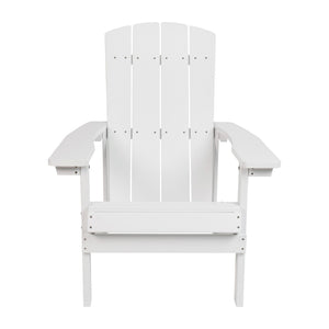 English Elm Charlestown Commercial All-Weather Poly Resin Adirondack Chair for Ultimate Outdoor Relaxation White JJ-C14501-WH-GG