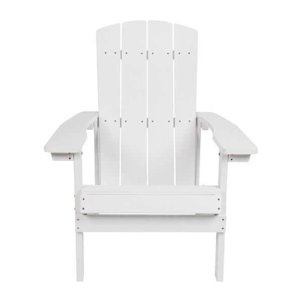 English Elm Charlestown Commercial All-Weather Poly Resin Adirondack Chair for Ultimate Outdoor Relaxation White JJ-C14501-WH-GG