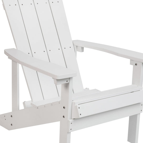 English Elm Charlestown Commercial All-Weather Poly Resin Adirondack Chair for Ultimate Outdoor Relaxation White JJ-C14501-WH-GG