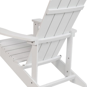 English Elm Charlestown Commercial All-Weather Poly Resin Adirondack Chair for Ultimate Outdoor Relaxation White JJ-C14501-WH-GG