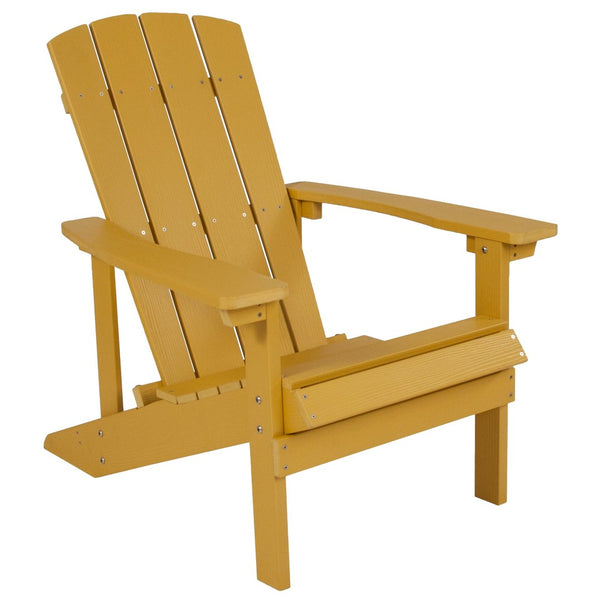 English Elm Charlestown Commercial All-Weather Poly Resin Adirondack Chair for Ultimate Outdoor Relaxation Yellow JJ-C14501-YLW-GG