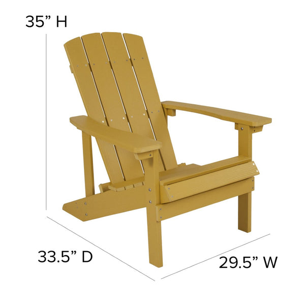 English Elm Charlestown Commercial All-Weather Poly Resin Adirondack Chair for Ultimate Outdoor Relaxation Yellow JJ-C14501-YLW-GG